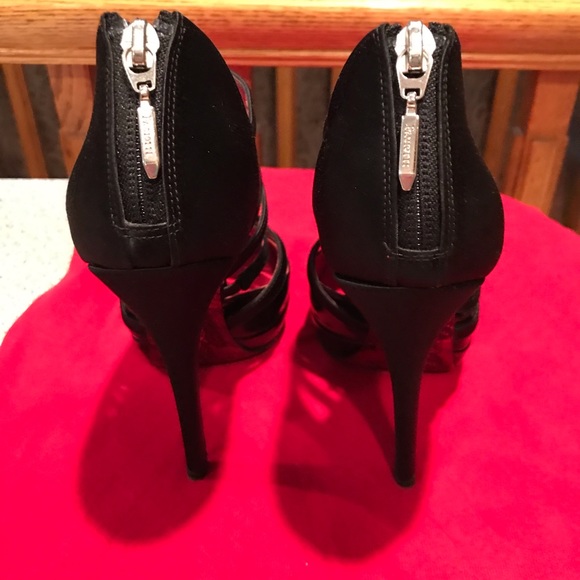 👠CESARE PACIOTTI Black Satin Patent Stilettos👠 - Picture 2 of 4